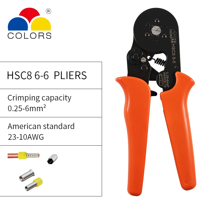 HSC8 6-4 0,25-10mm2 23-7 AWG клещи для опрессовки HSC8 6-6A 0,25-6mm2 мини круглый нос плоскогубцы трубки иглы терминалы обжимной инструмент