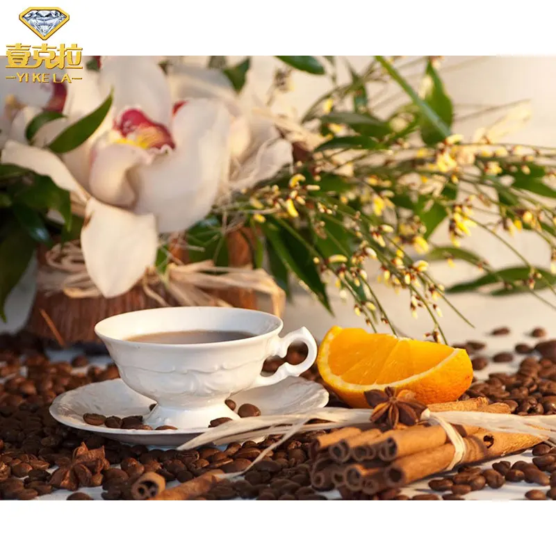 Yikela Алмазная вышивка Кофе &amp Orange алмазов картина вышивки крестом полный дрель