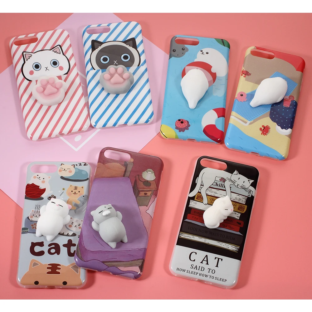 Dulcii Squishy чехол для iPhone 5 5S SE 6 6S 7 8 3D кошка мягкими телефона Plus Celular Coque |