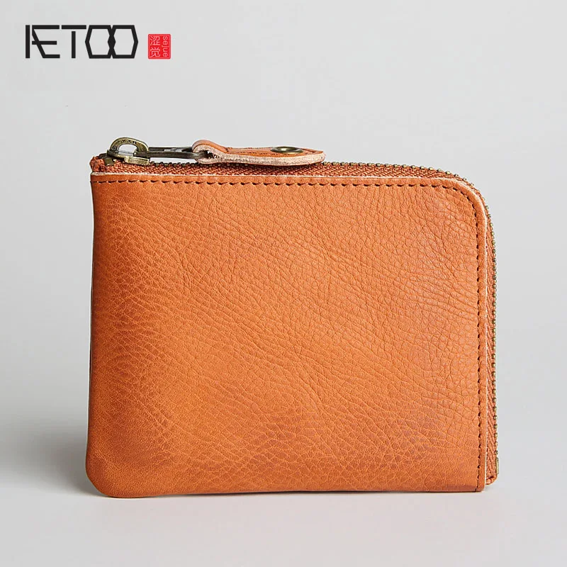 AETOO оригинальный ретро ручной работы мужской короткий абзац кошелек кожаный