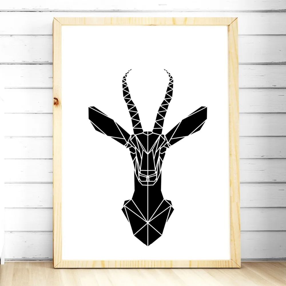 Геометрические плакаты и принты оленя льва жирафа настенное искусство