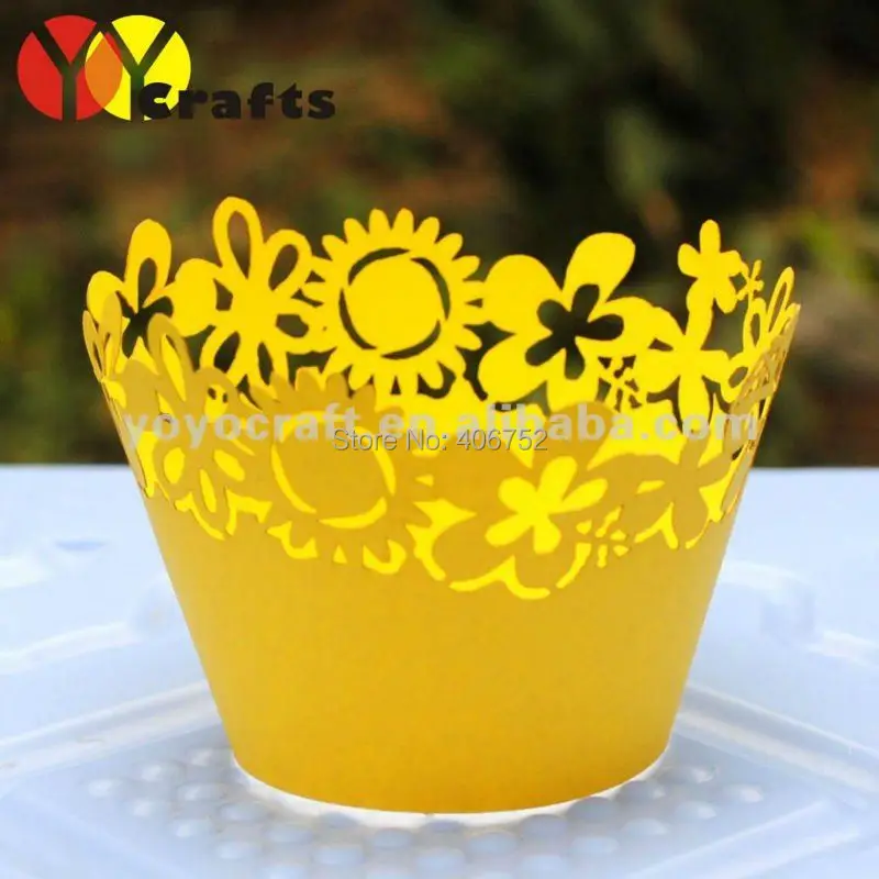 

100pcs Cupcake Wrapper Personalized Christmas Laser Cut Paper Flower Design