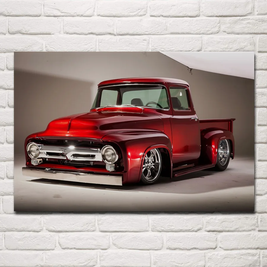 Прохладный 1956 F100 пикап наружный стержень Горячая США Грузовик автомобилей KD125 жизни комнатное домашнее настенное искусства декора деревянная рамка плакатов печатает