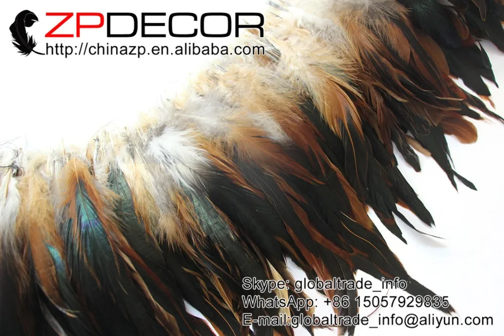 Zpdecor перо производитель 6-8 дюймов ручной работы оптом коричневый бронзовый натянутый шлаппенс петух перья для заварного украшения