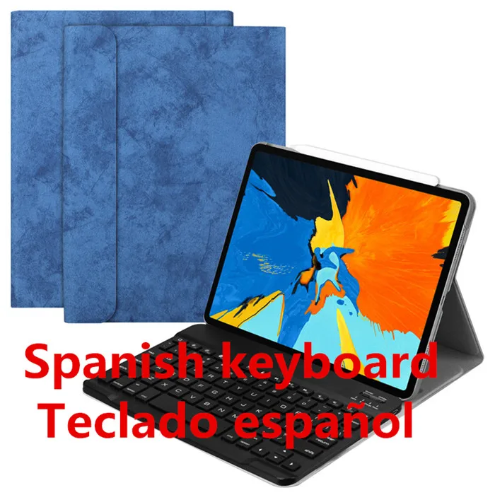1101-blue-sp Для нового iPad Pro 11 Чехол W Беспроводная Bluetooth клавиатура умный кожаный защитный чехол для iPad Pro 11 дюймов планшет клавиатура - Цвет: 1101-blue-sp