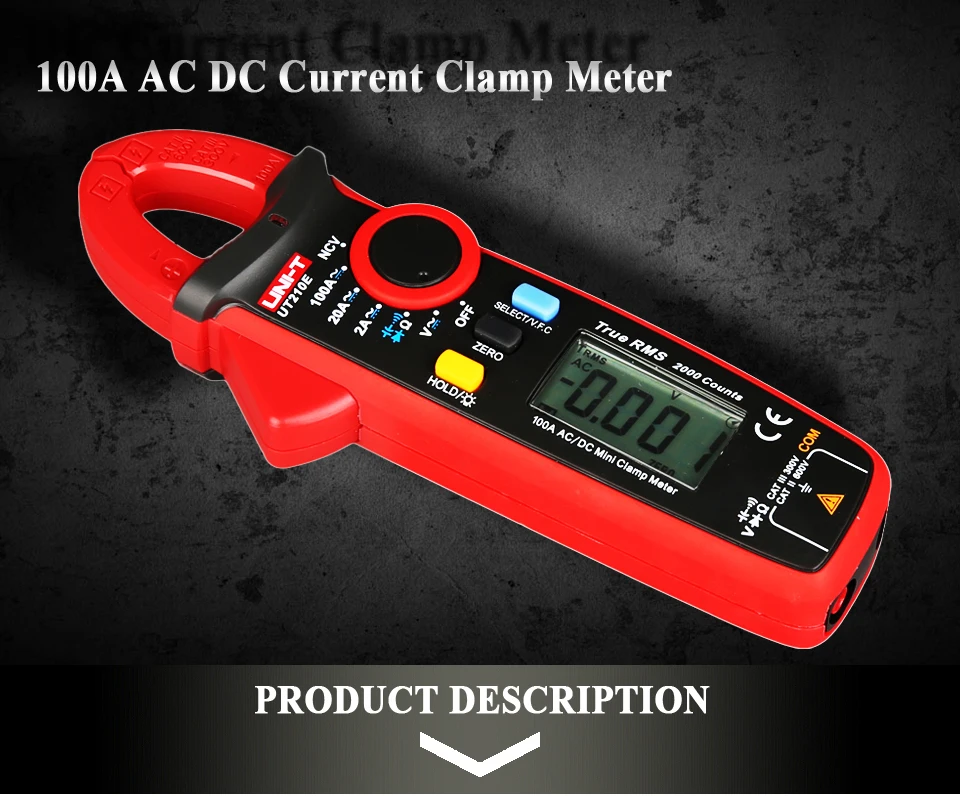 UNI-T UT210E True RMS мини Цифровые токовые клещи AC/DC напряжение Авто Диапазон VFC емкость Бесконтактный мультиметр диод
