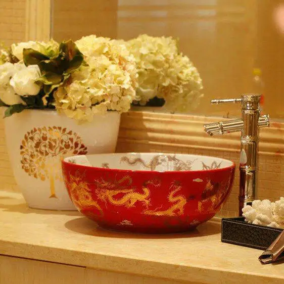 3 Цвета ручной художественной круглой столешницы Керамика Ванная комната