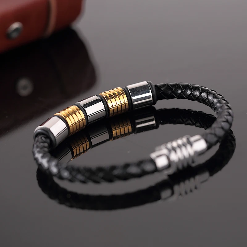 MOGE Мода Для мужчин из натуральной Очаровательные кожаные браслеты