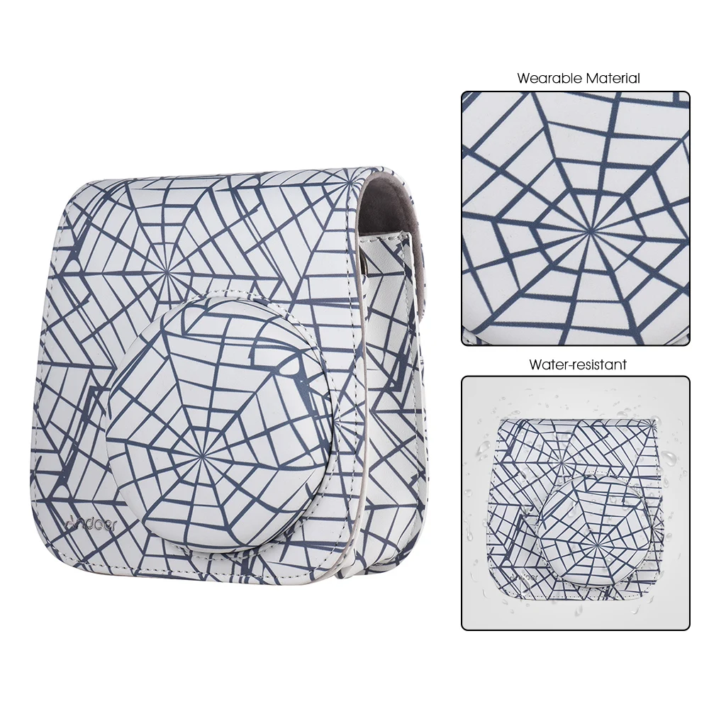 Сумка для камеры через плечо защитный чехол цветной кожаный с лесными узорами