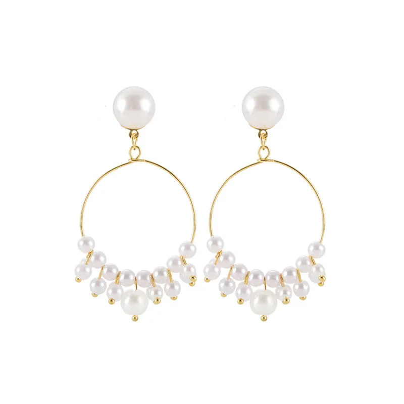 9D13 Модные очаровательные большие Имитационные длинные серьги с жемчугом модные элегантные созданная Жемчужная Нить эффектные Висячие серьги для женщин подарок для девушек - Окраска металла: 9D13