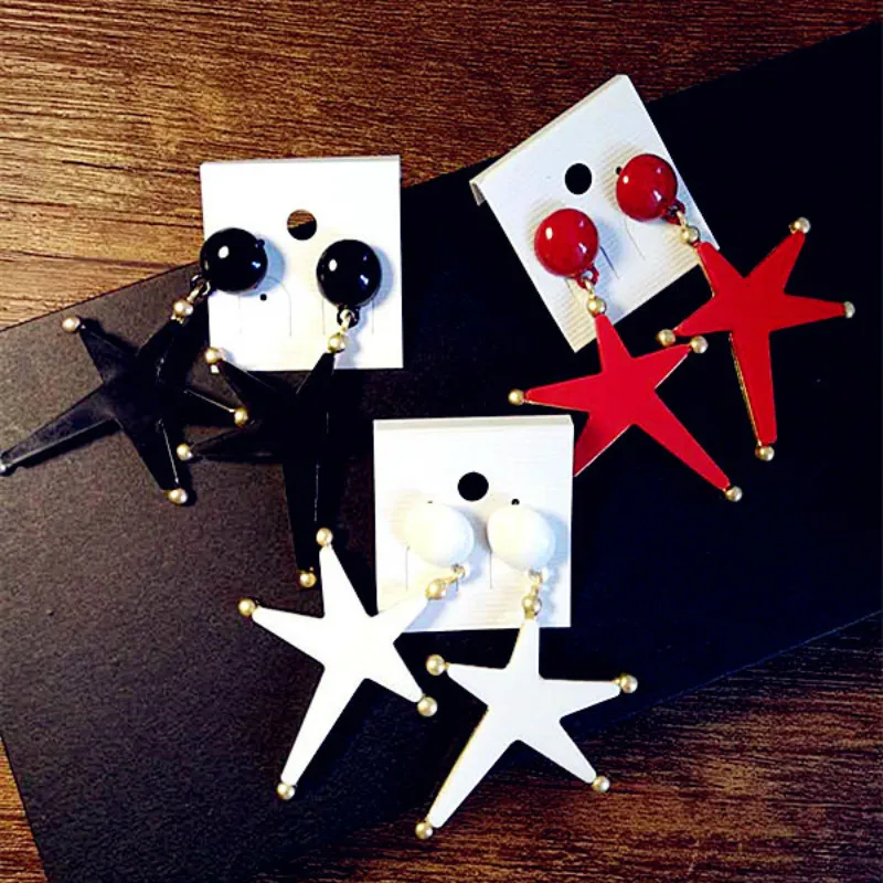 2017 Fashionable acrylic big earrings Hip Hop Rock Lady Starfish Pentacle Star Jewelry for woman gifts jewelry wholesale EE008 | Украшения