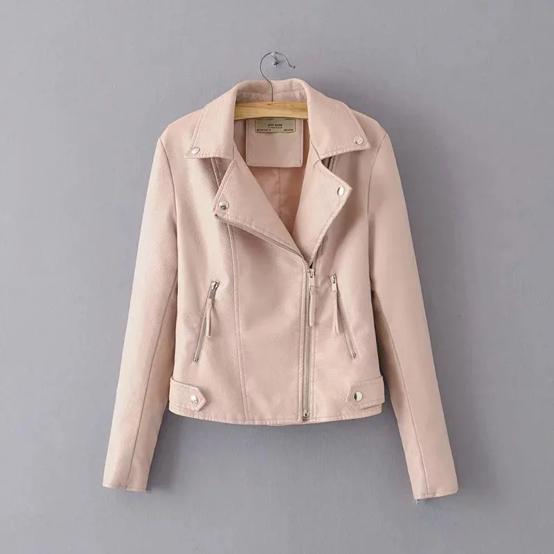 pink Винтажные женские Куртки из искусственной кожи, модные женские черные короткие куртки-бомберы, Женская куртка со змеиным принтом для девочек, шикарная женская одежда - Цвет: pink