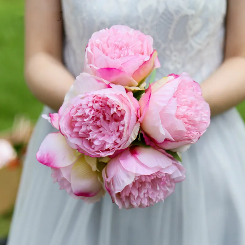

5 European Artificial Peony Flower Decoration Fake Silk Flower Home Hotel Diy Crown Wedding Decoration