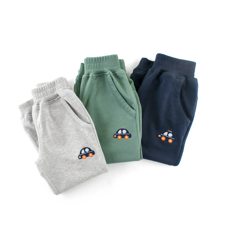 27Kids 2018 autumn boy pants Elastic waist Cartoon embroidery Car decoration kid pant outdoor sport 3-8 years baby clothes | Детская