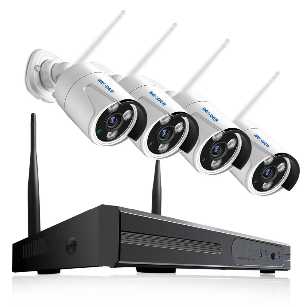 BESDER 4 канала Полный 1080P Беспроводной NVR комплект P2P открытый ИК ночного видения CCTV