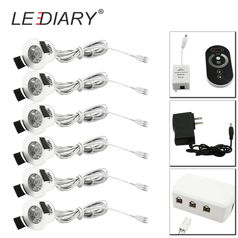 Dimmable 6 lamp Set ZMISHIBO светодиодный потолочный мини-светильник с регулируемой яркостью 1,5 Вт 27 мм Встраиваемая Серебристая лампа для шкафа с дистанционным управлением 85-265 в - Испускаемый цвет: Dimmable 6 lamp Set