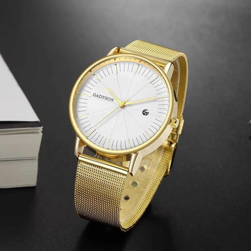Мужские деловые часы Топ люксовый бренд нержавеющая сталь сетчатый ремешок