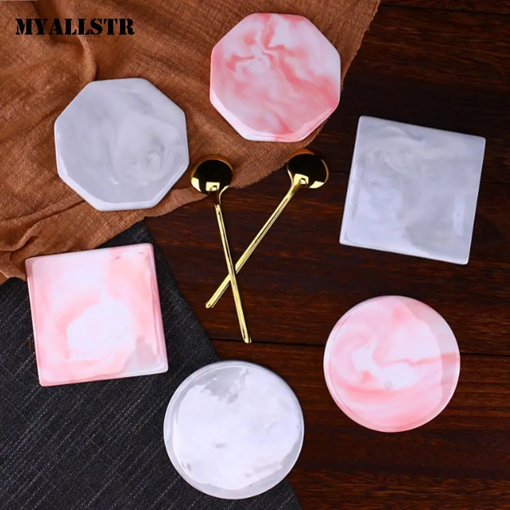 Marble Pattern Coaster Irregular Square Round Coffee Ceramic Cup Insulation Home | Дом и сад