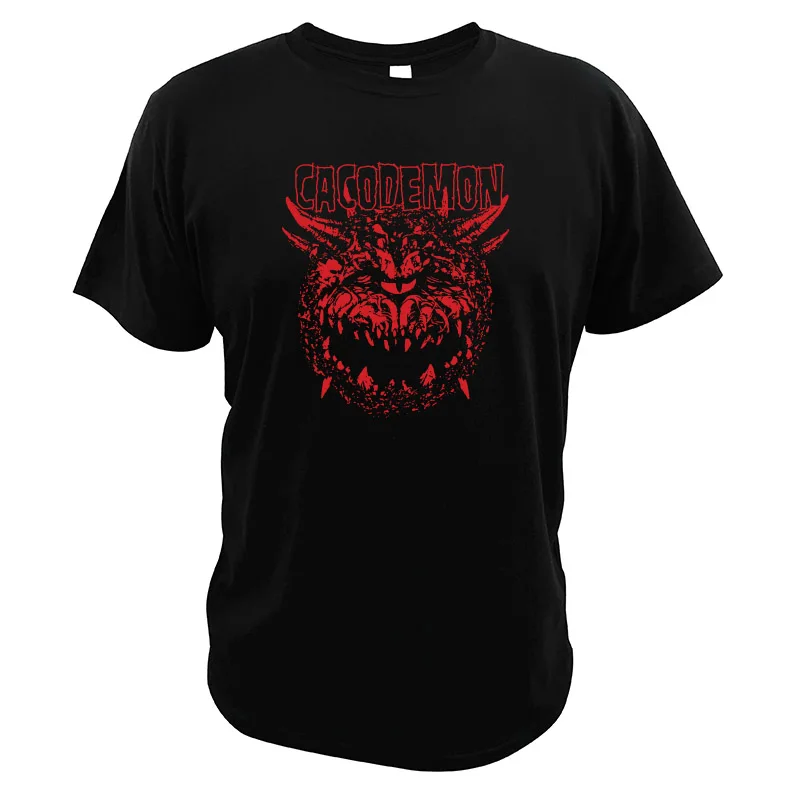 Doom футболка Cacodemon хлопок hispeer ЕС размер высокое качество комфорта Camisetas игра фильм футболка - Цвет: Черный