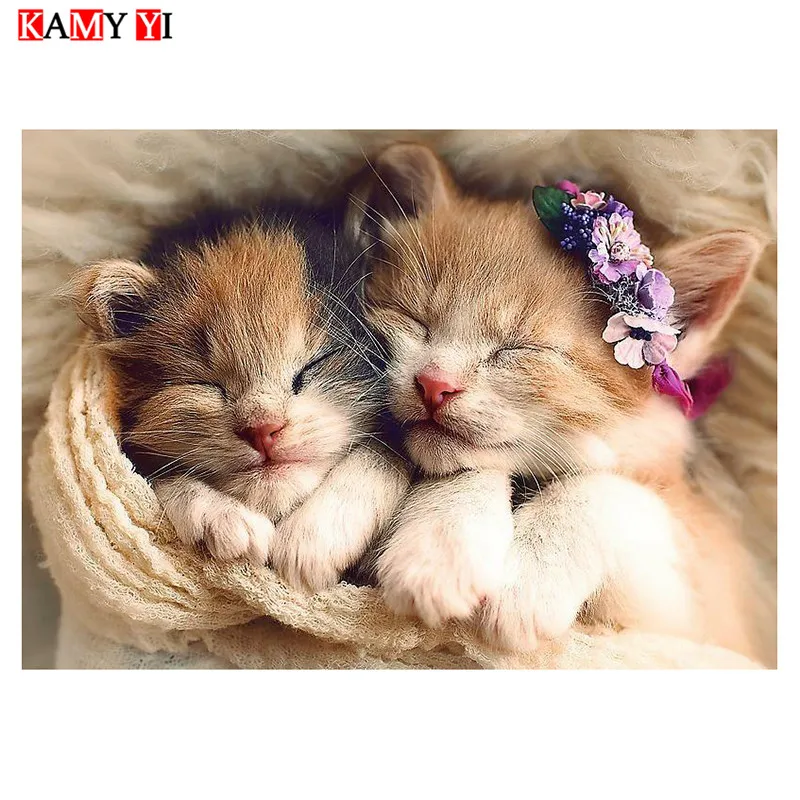 

KAMY YI Full Square/Round Drill 5D DIY Diamond Painting"Cute cat couple"Mosaic Stitch Diamond Embroidery Home Decor Gift HYY