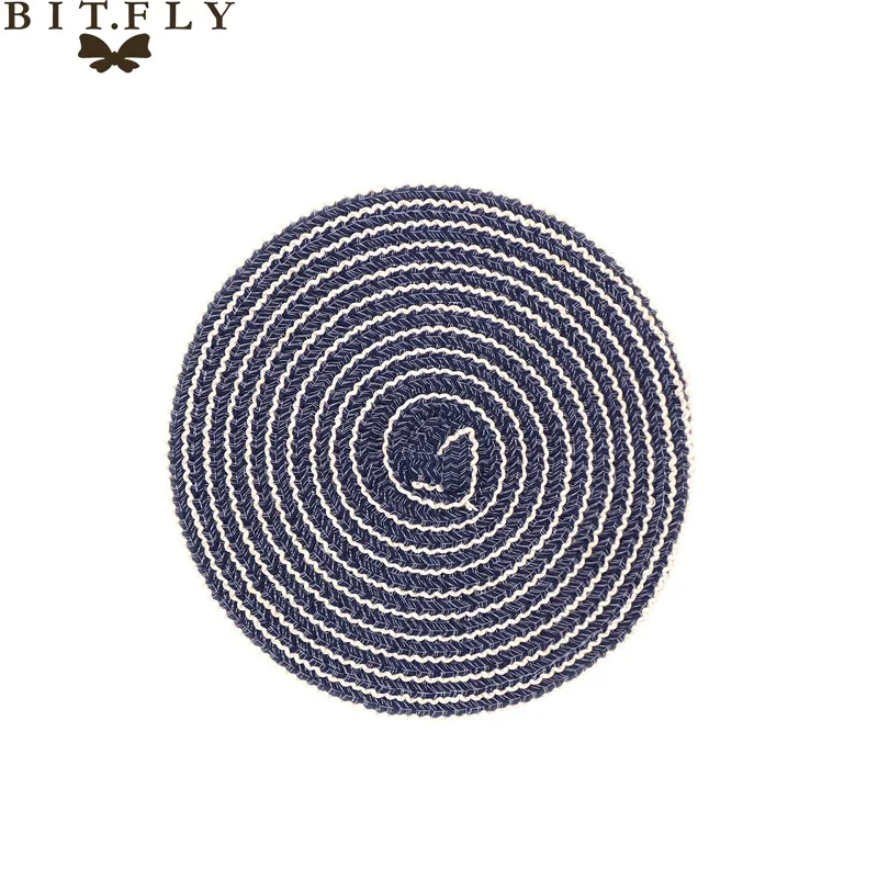 Dark blue 18cm 1 шт. тканые подставки для столовых приборов, жаростойкие коврики для обеденного стола, Нескользящие чашки для напитков, подставки для кухонных, домашних, вечерние, для украшения стола - Цвет: Dark blue 18cm