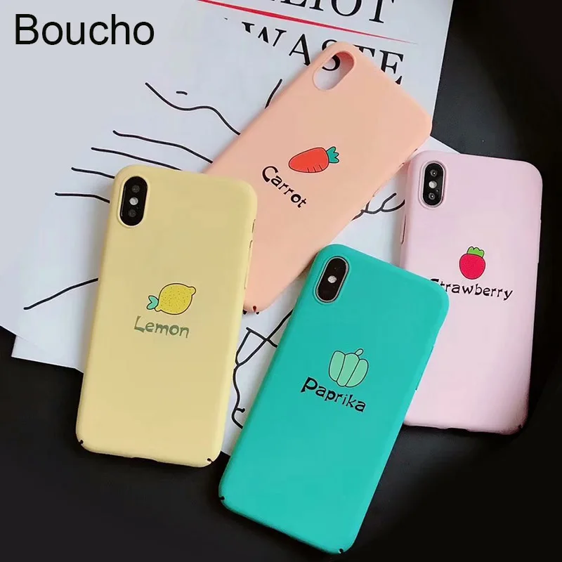 Boucho фрукты Паприка морковь Клубника Лимон печати чехол для телефона iPhone X 6 6S 7 8 Plus