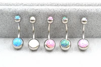 10pcs opal stone navel belly button rings sexy woman belly piercing barbell surgical steel girls fashion body jewelry new