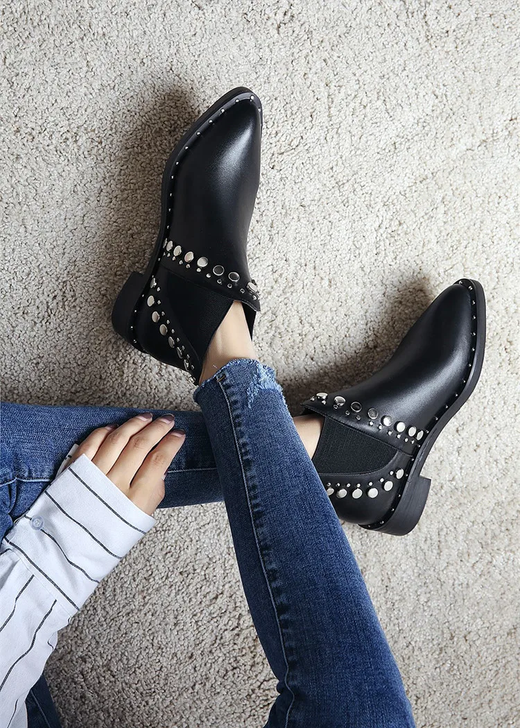 Новинка 2018 года сезон осень зима женские ботинки на плоской подошве с острым