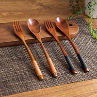 wooden spoons fork large long handled spoon kids spoon wood rice soup dessert spoon coffer tea mixing tableware 20 5 x 3 x 1cm