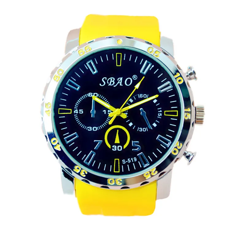 Silicone strap simple style men's fashion and Casual watch quartz movement #s 519|movement sculpture|movement picturemovement detector |