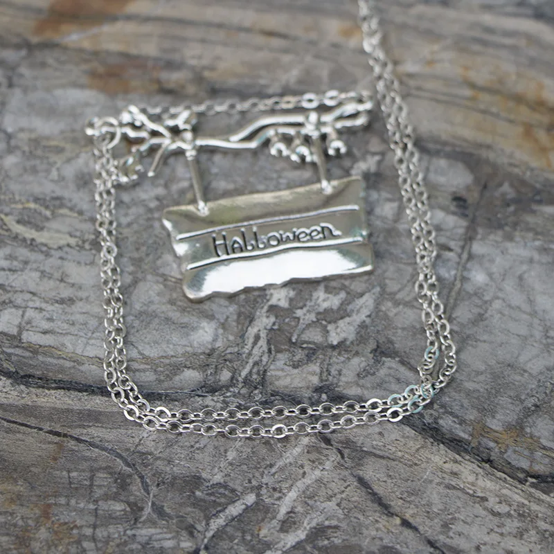 8 сезонов модный кулон ожерелье Серебряный цвет ветка сообщение &quotХэллоуин&quot