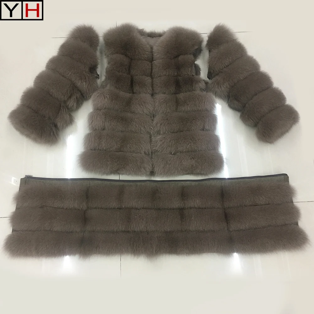 Зимние женские меха лисы пальто с мехом 100% натуральный мех длинное лисьим новая