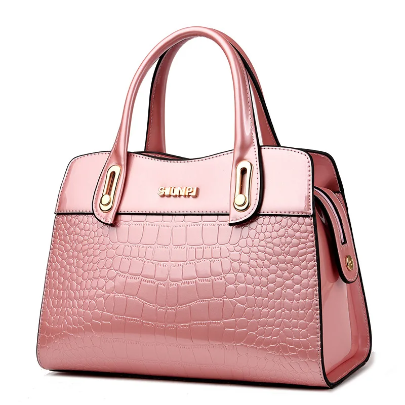 Pink Totes ICEV новые европейские модные дизайнерские высококачественные лакированные кожаные сумки женские кожаные сумки Аллигатор женские Офисные Сумки - Цвет: Pink Totes