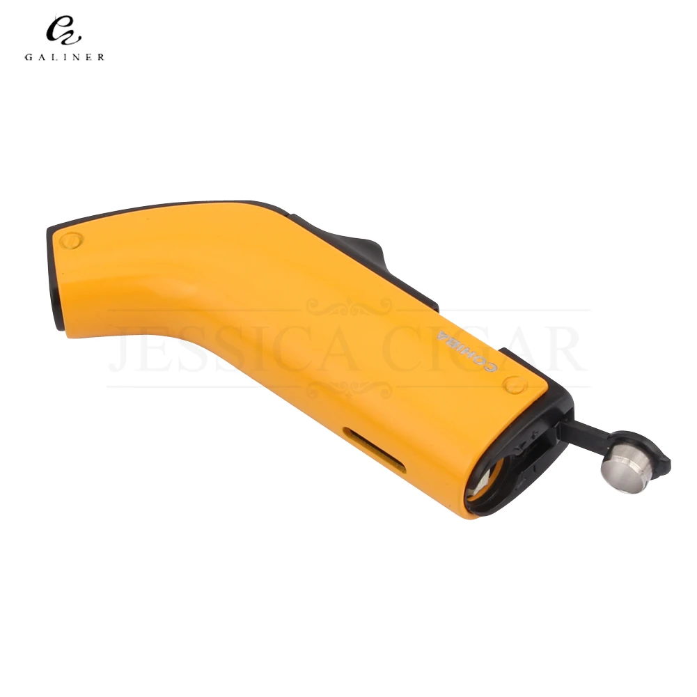 Металлическая ветрозащитная Зажигалка COHIBA пистолет с 2 пламенями Бутановая