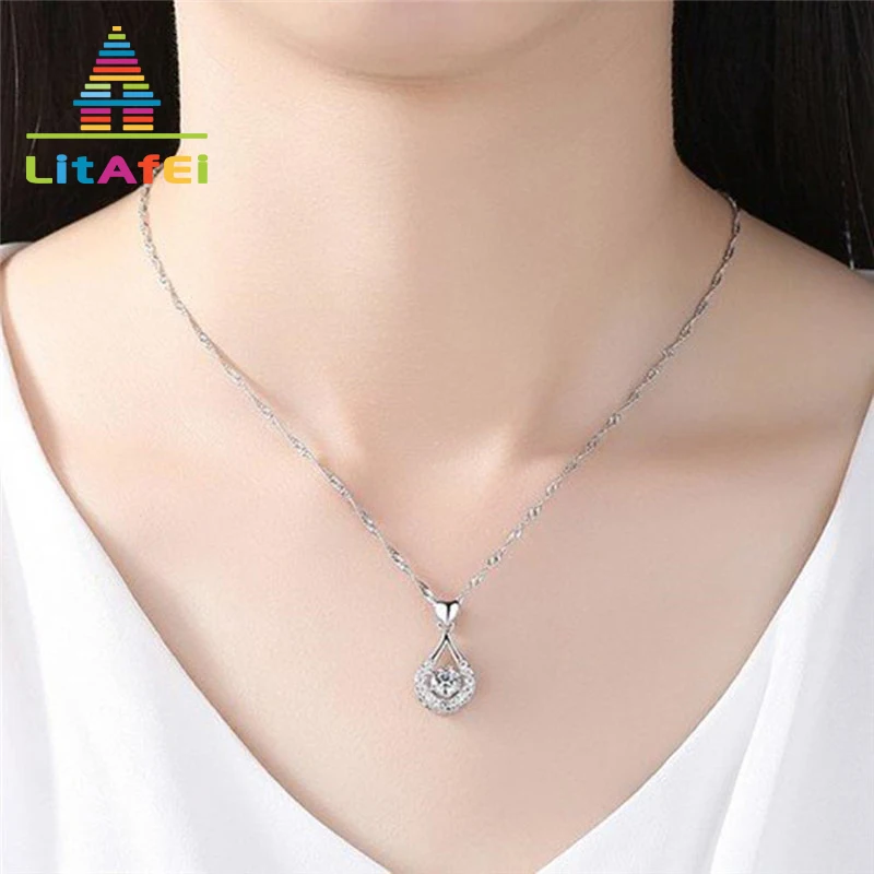 Капли воды ожерелье в виде сердца 2 цвета красный/прозрачный CZ Jewelry Мода стиль