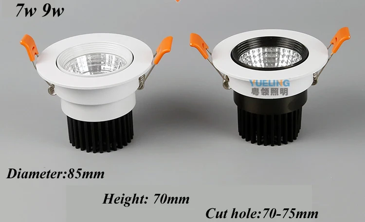 Recessed led cob downlight Dimmable 7W 9W LED Spot light ceiling lamp AC110V 220V IP44 60angle CRI85 Warm Cold White | Освещение