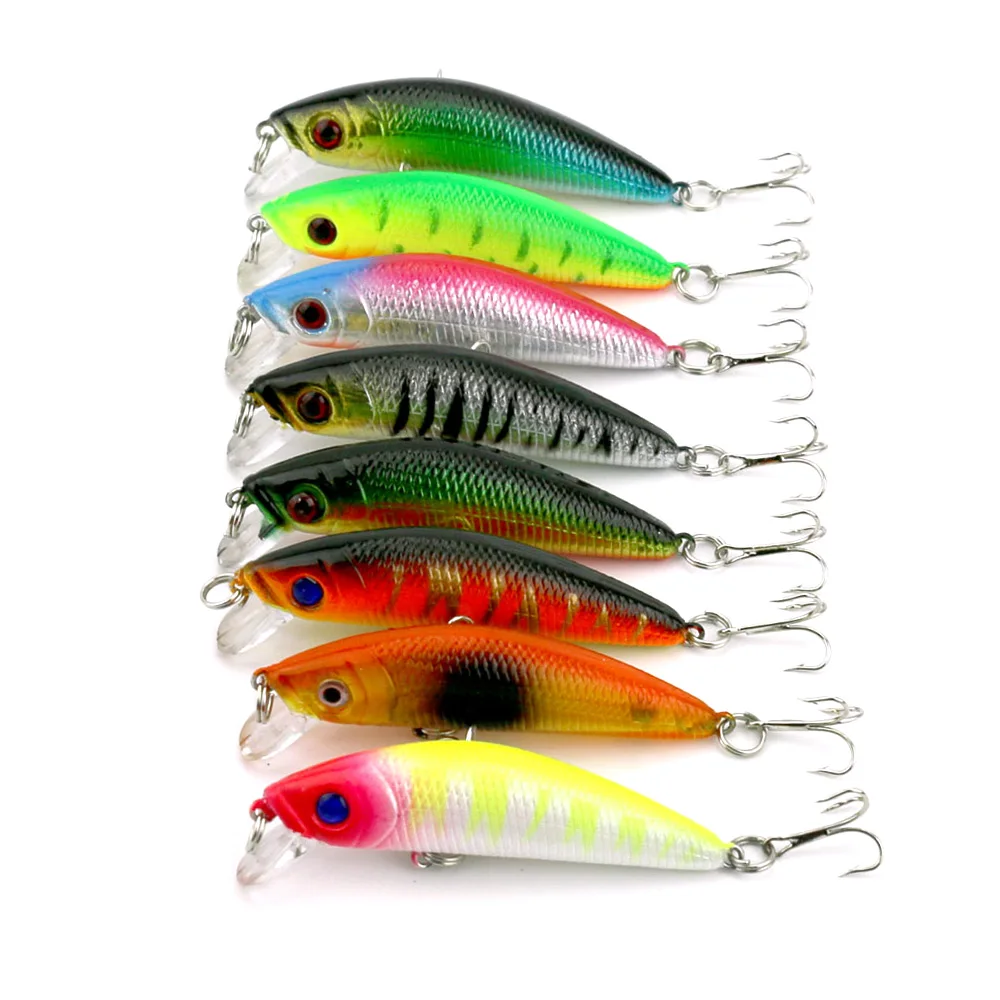Рыболовная приманка Hengjia Minnow 4 шт./партия 70 мм 8 1 г 6 # крючок Реалистичные 3D глаза