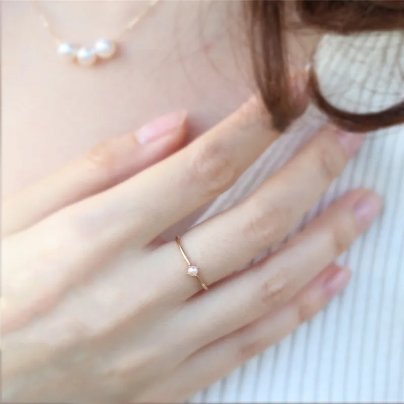 Tisonliz Dainty Simple Ring for Women Opal Thin Gold Finger Female Girls Engagement Bead Jewelry anillos | Украшения и аксессуары