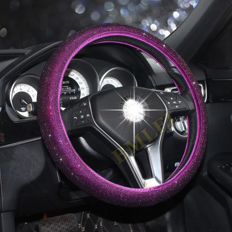 cystal 2 Роскошные хрустальные Чехлы рулевого колеса автомобиля для женщин, девушек, кожаные стразы, покрытые рулевым колесом, аксессуары для интерьера - Название цвета: cystal 2