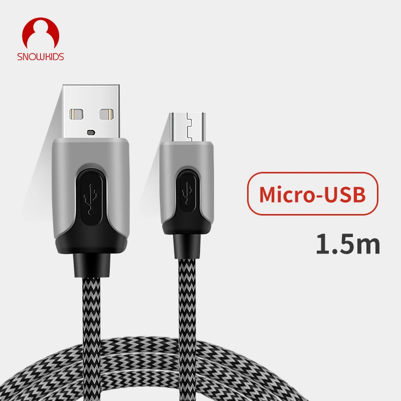 Зарядный кабель Snowkids Micro USB на Android 2 шт./лот быстрая зарядка 1 5 м плетеный нейлон