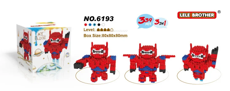 Wholesale2015 Горячие Le le 3in1 Baymax Блоки Мини Сборка Образовательные Игрушки Герой DIY