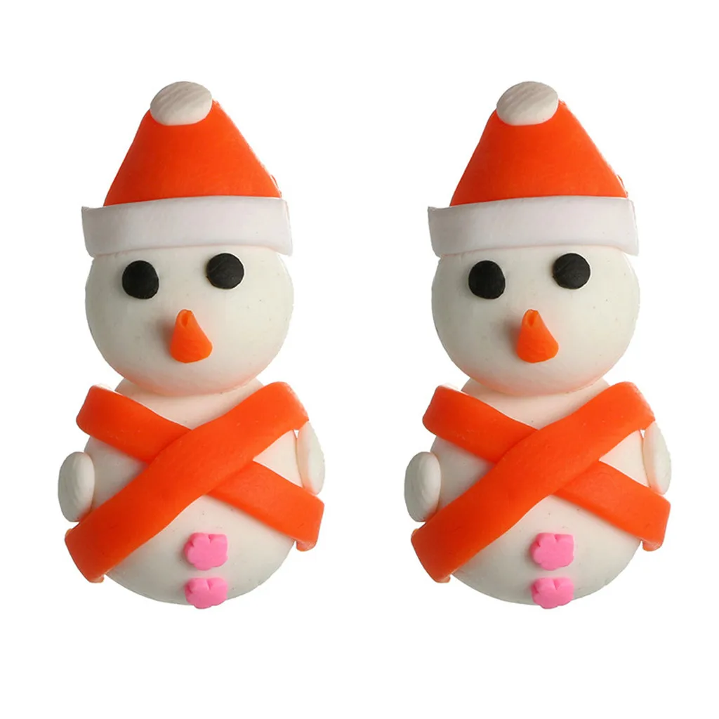 as picture New Fashion Christmas Handmade Polymer Clay Soft Cute Snowman Ear Studs Earrings Jewelry Gifts for Girls Bijoux Female - Окраска металла: as picture