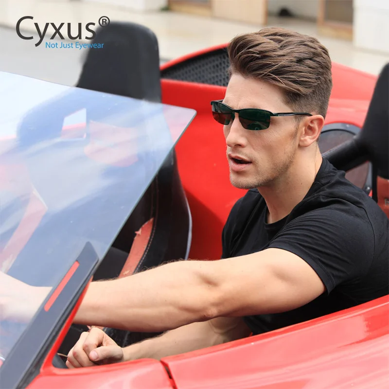 Cyxus Разработанный поляризатор UV400 зеркало для вождения прямоугольные солнцезащитные очки мужские для вождения рыбалки гольф на открытом воздухе-1983