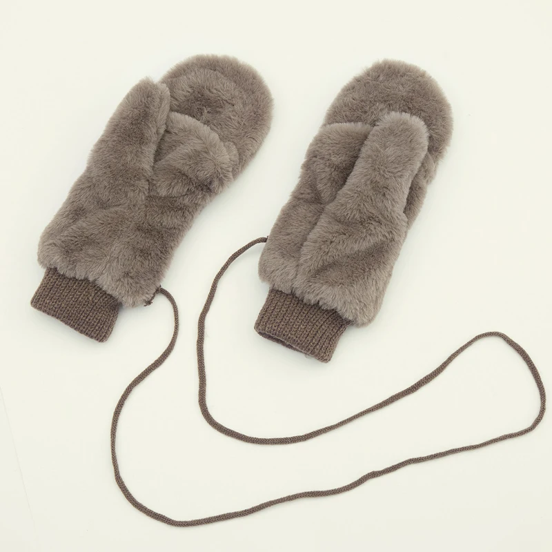 Модные однотонные зимние перчатки без пальцев женские теплые ангорские плотные
