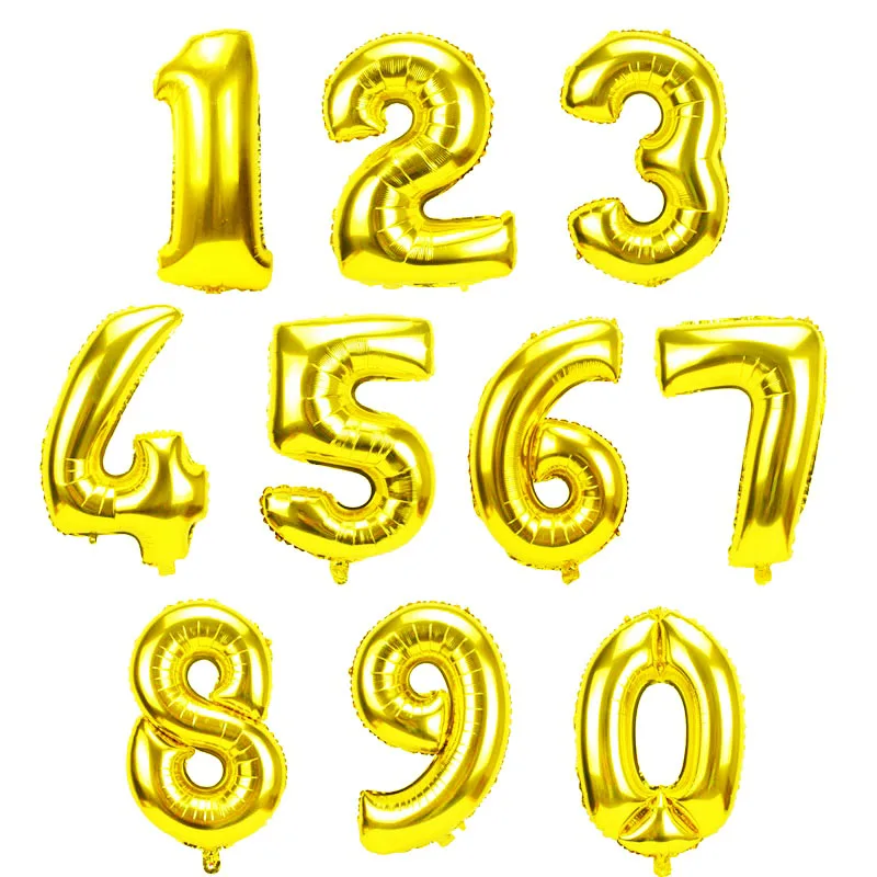 32inch number gold 1, 2, 3, 4, 5, 6, воздушный шар из фольги, номер, баллоны, 1-й день рождения, украшения для детей, для маленьких мальчиков и девочек, 1 год, товары для дня рождения - Цвет: 32inch number gold