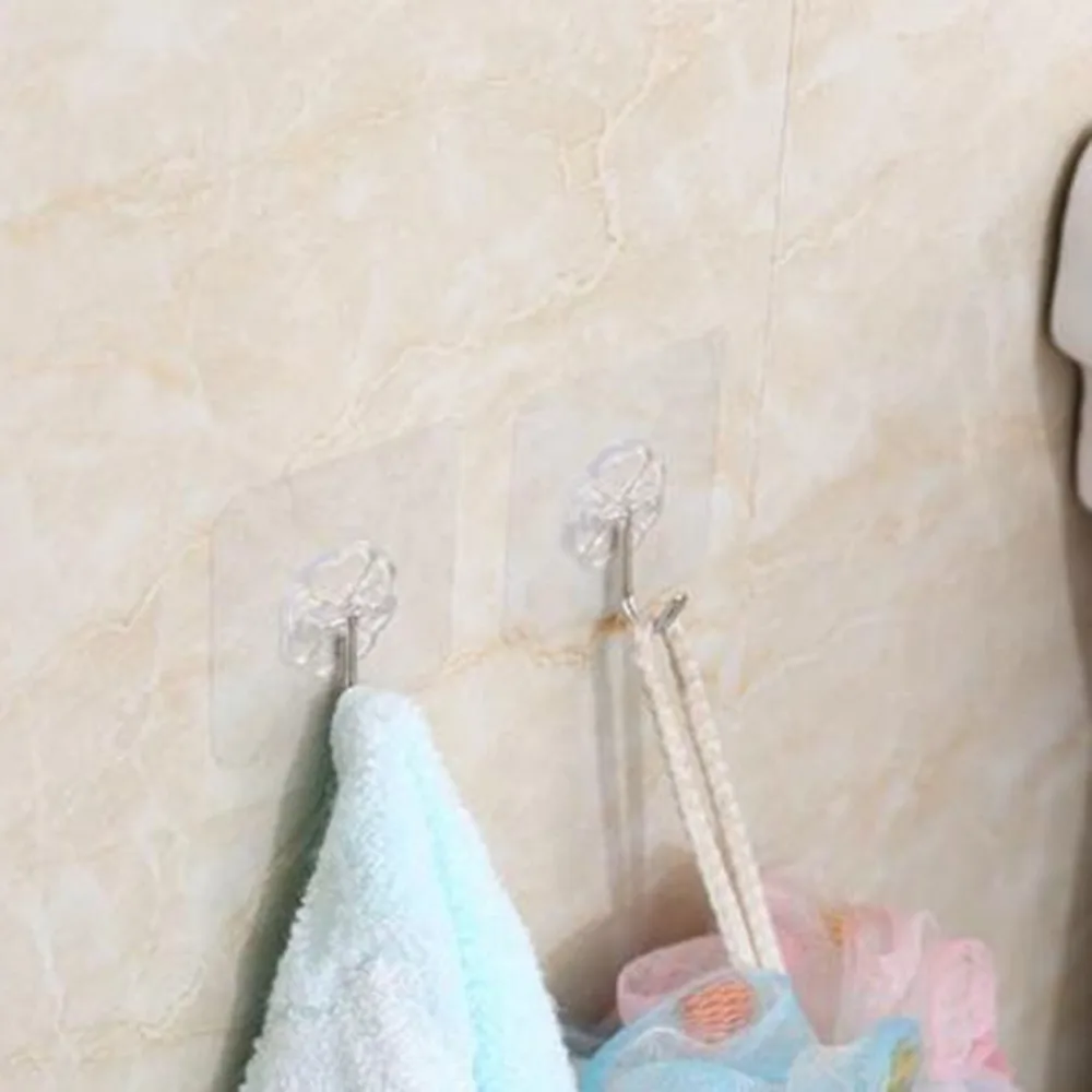 Крючок бесшовный клейкий водонепроницаемый прозрачный несущий 10 кг настенный