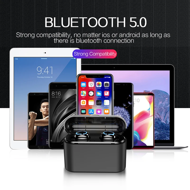 Настоящие Bluetooth 5,0 наушники HBQ TWS Беспроводные наушники с громкой связью 3D стерео игровая гарнитура с аккумулятором светодиодный цифровой дисплей
