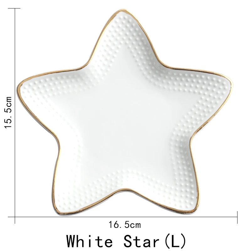 White Star(L) Лидер продаж, креативная Керамическая маленькая тарелка в различных стилях со звездой или раковиной, тарелка для десерта, фруктов, закусок, ремесла, подарок для любителей кухонных принадлежностей - Цвет: White Star(L)