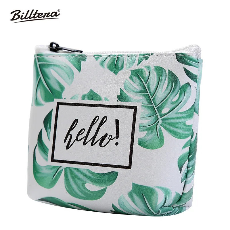 Новые женские кошельки для монет с принтом листьев модный кошелек на молнии