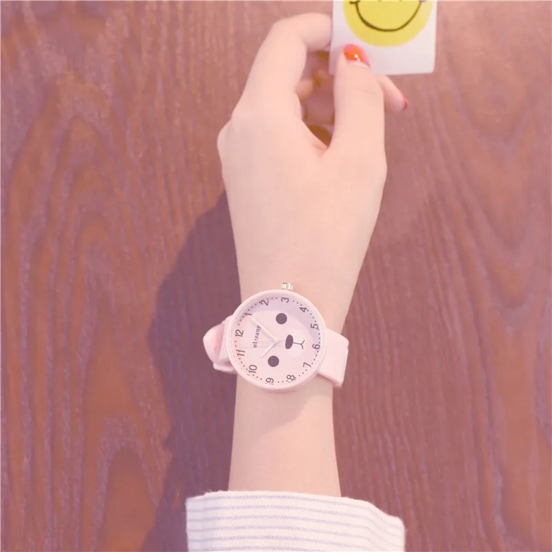Ulzzang, модные брендовые Детские часы с милым медведем из мультфильма, удобные силиконовые детские кварцевые часы, простые наручные часы для девочек